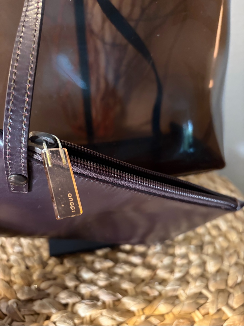 GUCCI BAMBOO JELLY SHOULDER HANDBAG w/ ATTACHMENT WALLET - Picture 7 of 8